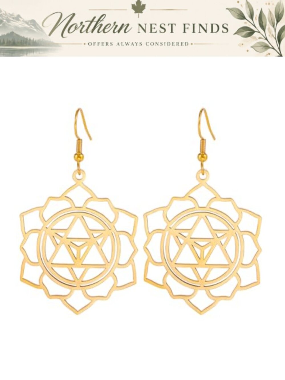 Merkaba Dangle Drop Earrings Stainless Steel Sacred Geometry Spiritual Jewelry